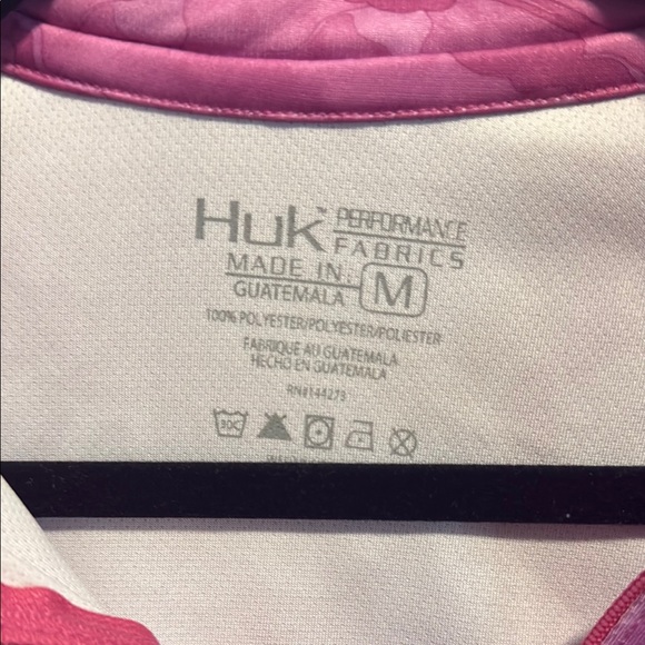 Huk Women's Hoodie Long Sleeve Tee - Pink Camo - Picture 2 of 5